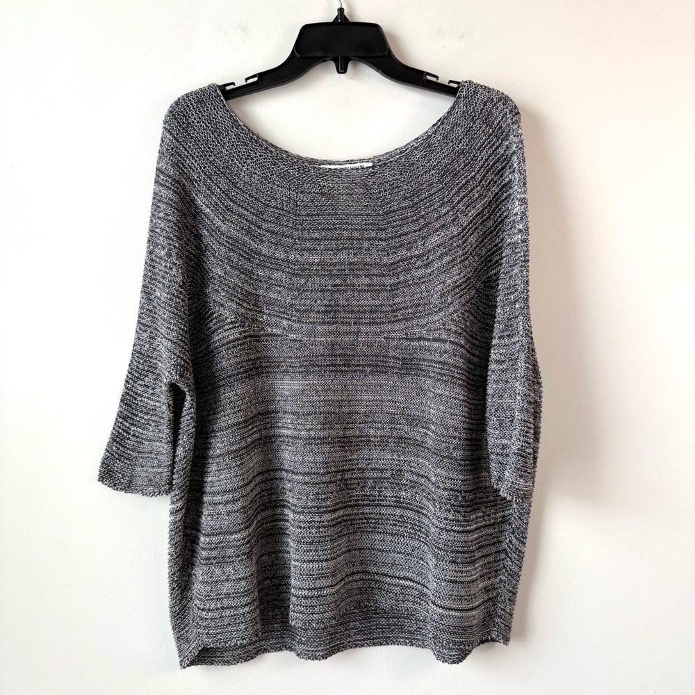 Lamberto Losani Dolman Sleeve Cotton‎ Blend Knit S Black White Lagenlook